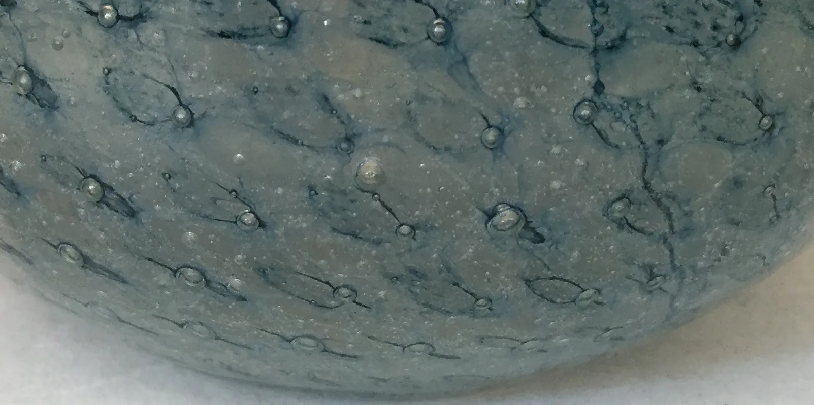 Antique Murano glass with aqua design and bubbles