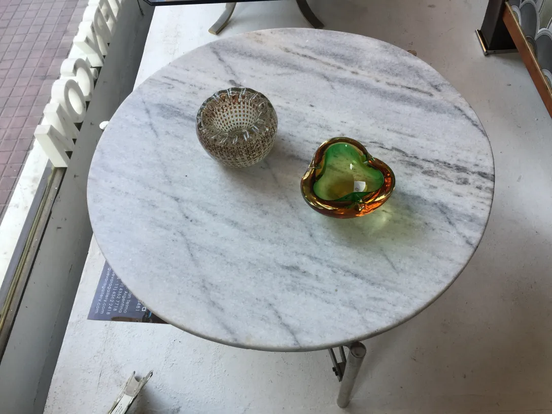 heart-shaped murano glass vase in green and orange tones