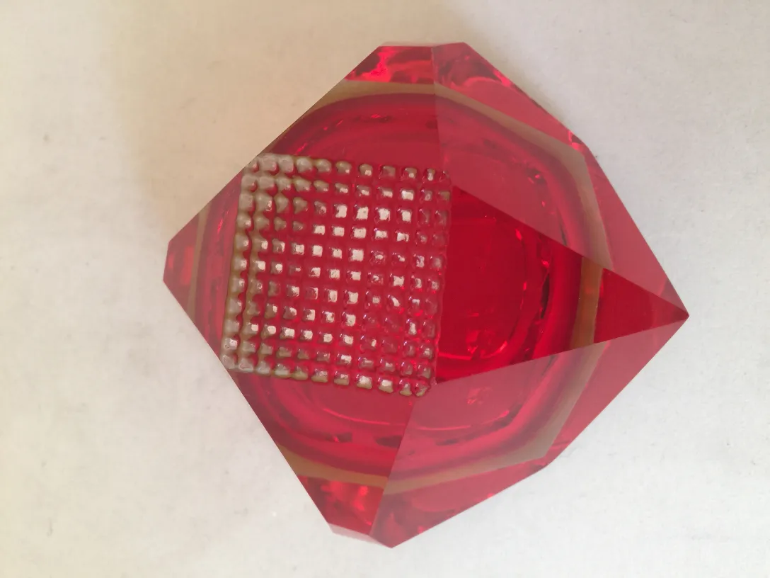 Antique Murano glass in bright red with pattern