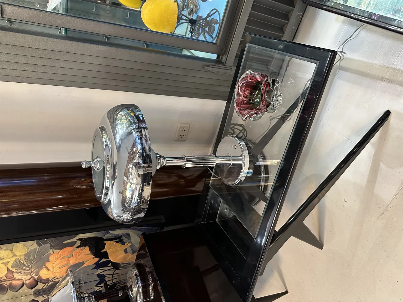 antique murano glass lamp on glass table