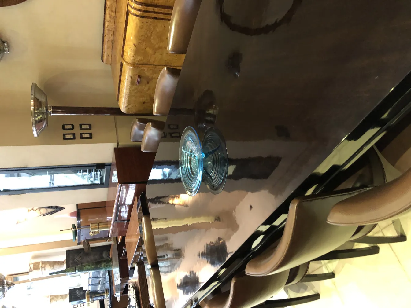 decorative plate of antique murano glass in blue