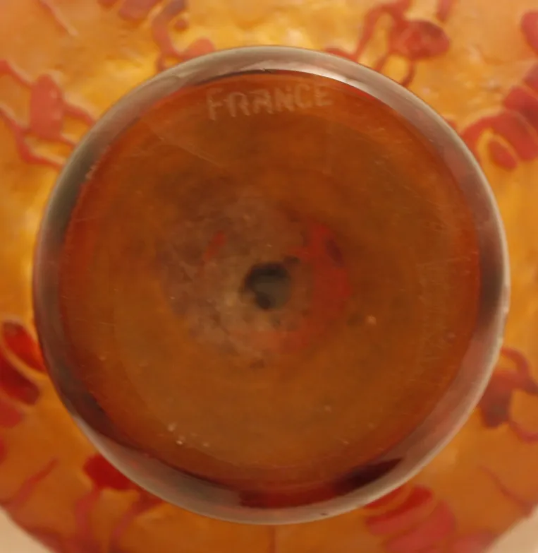 Signed glass Le Verre with colorful antique visual details