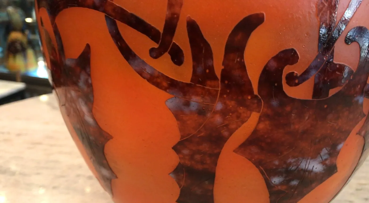 antique signed glass with elegant design from le verre