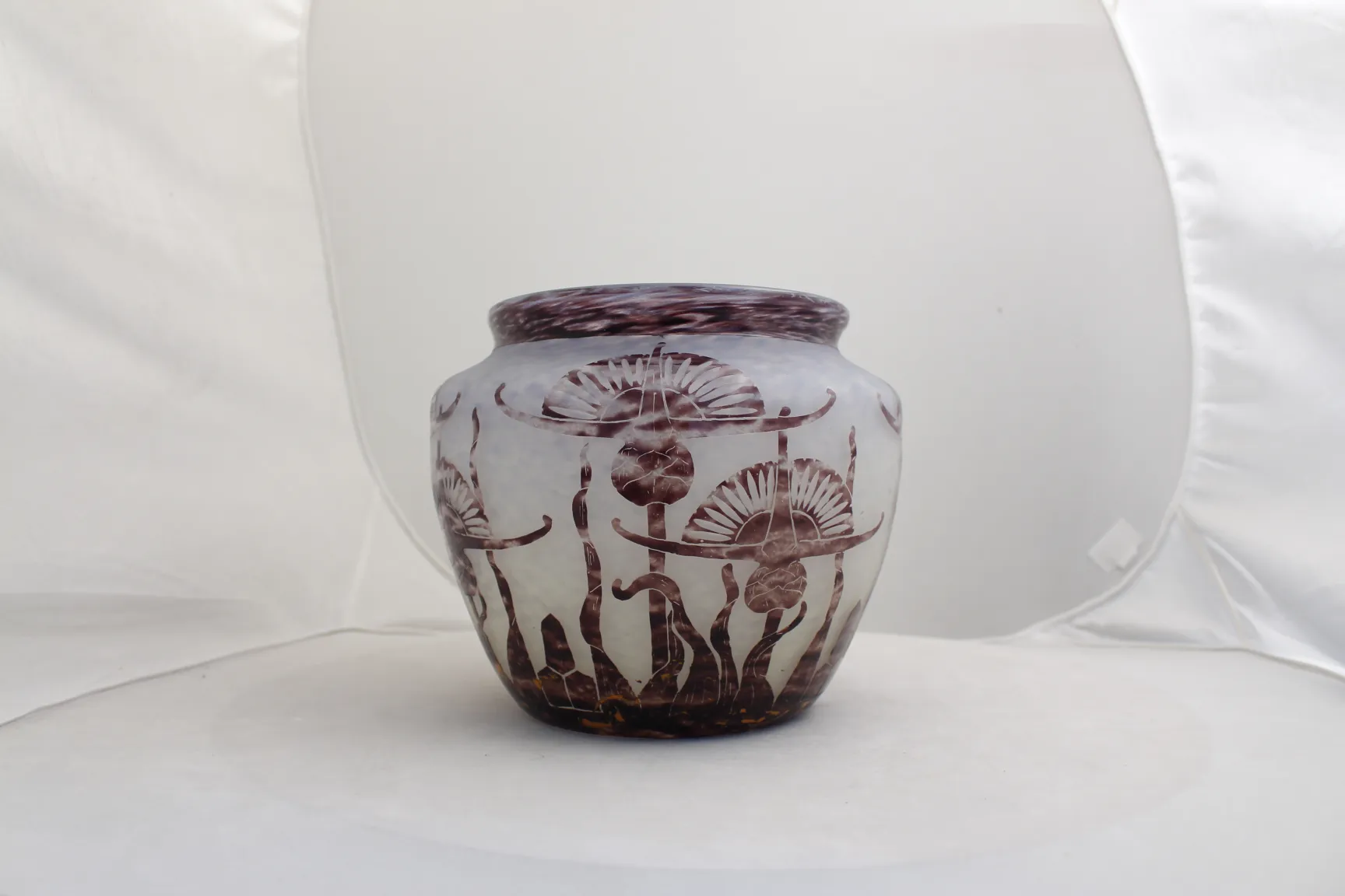 Antique signed glass Le Verre with floral design