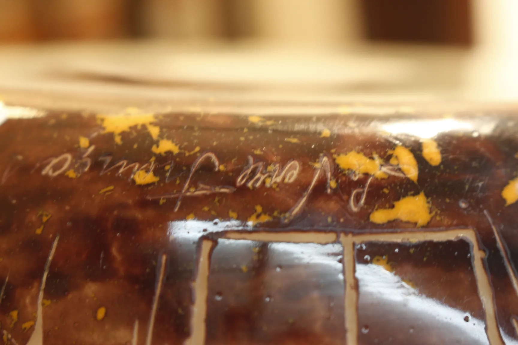 Antique glass with Le Verre signature, beautifully decorated.