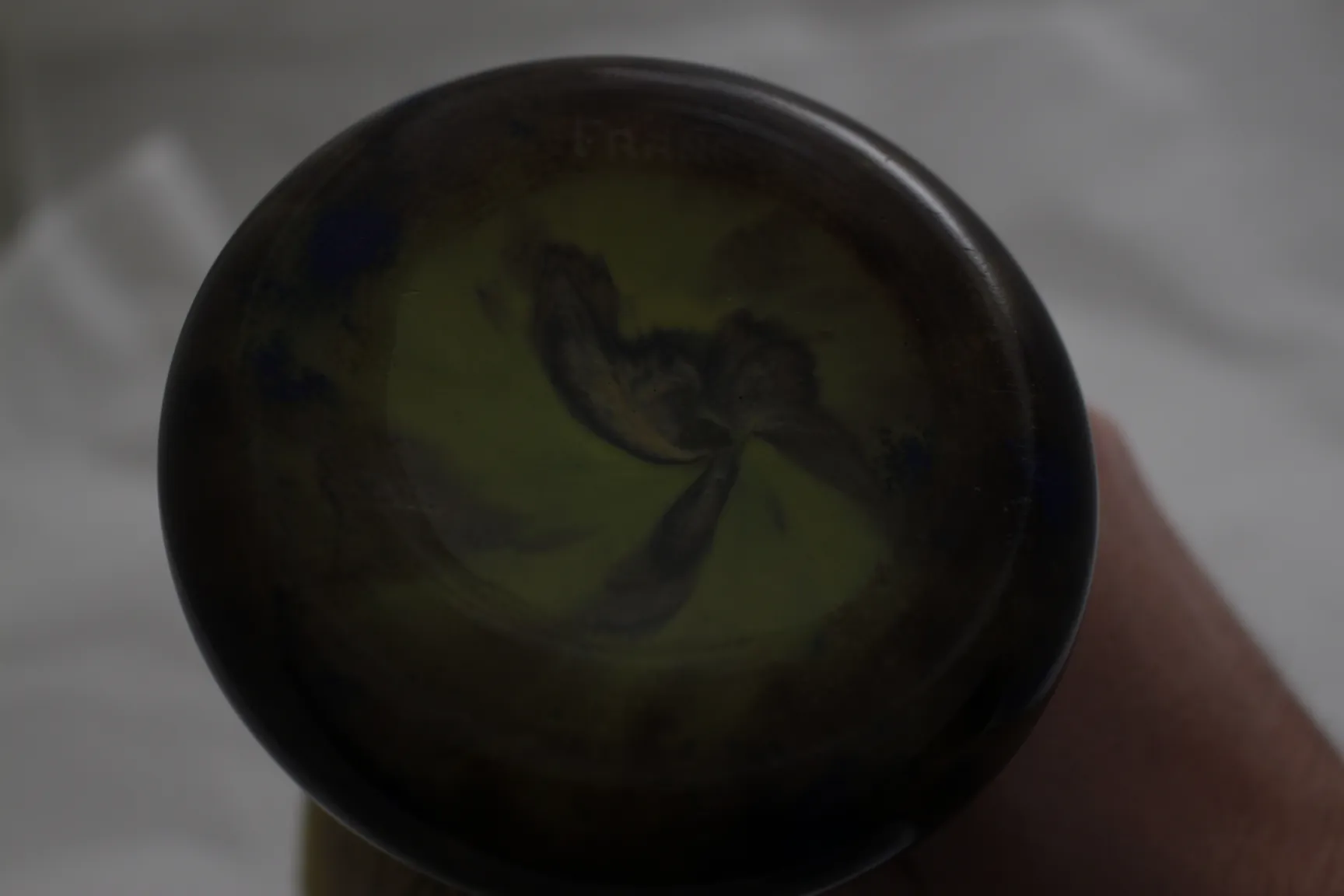 Antique signed glass with distinctive colorful design