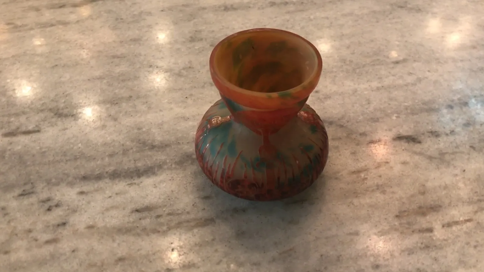 Antique signed glass Le Verre with colorful design