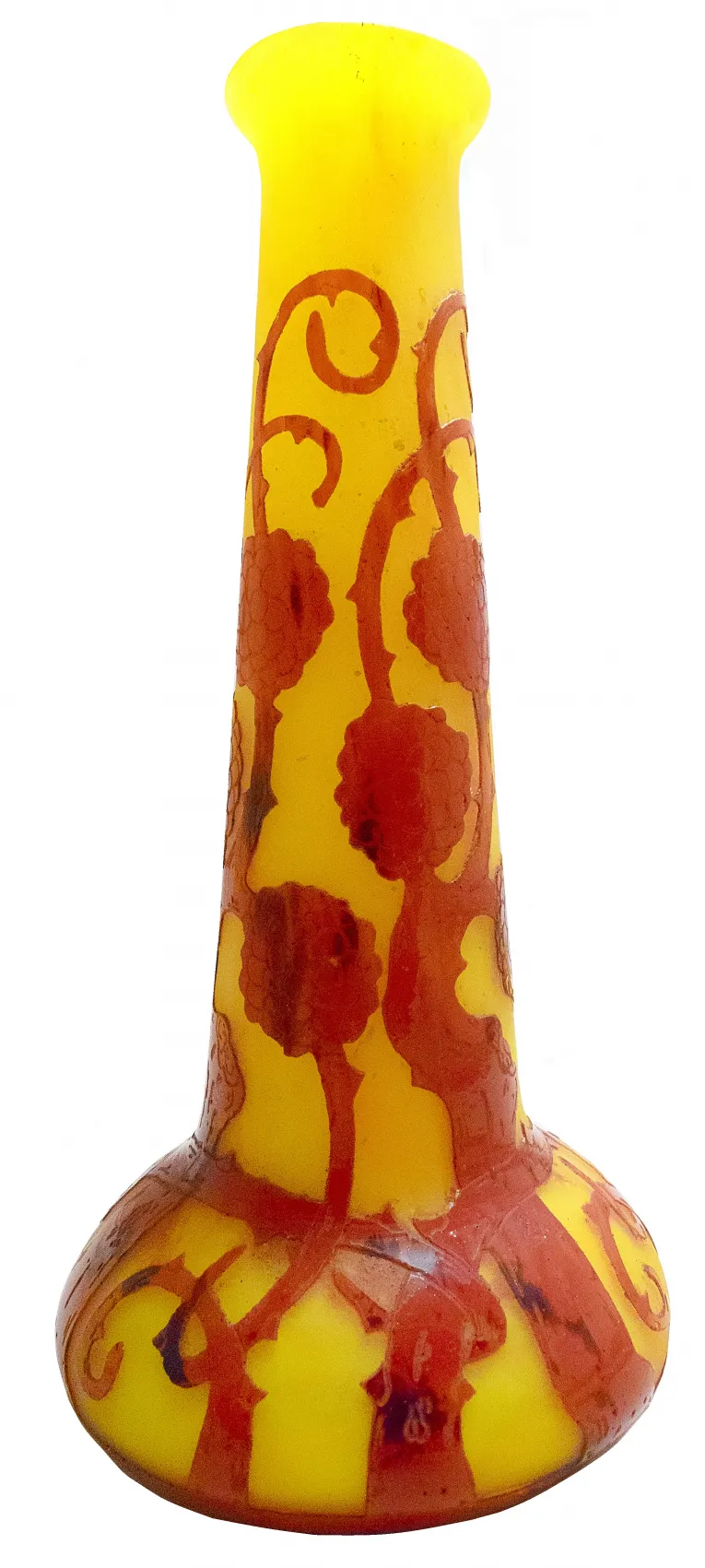 Antique signed glass with floral design shape.