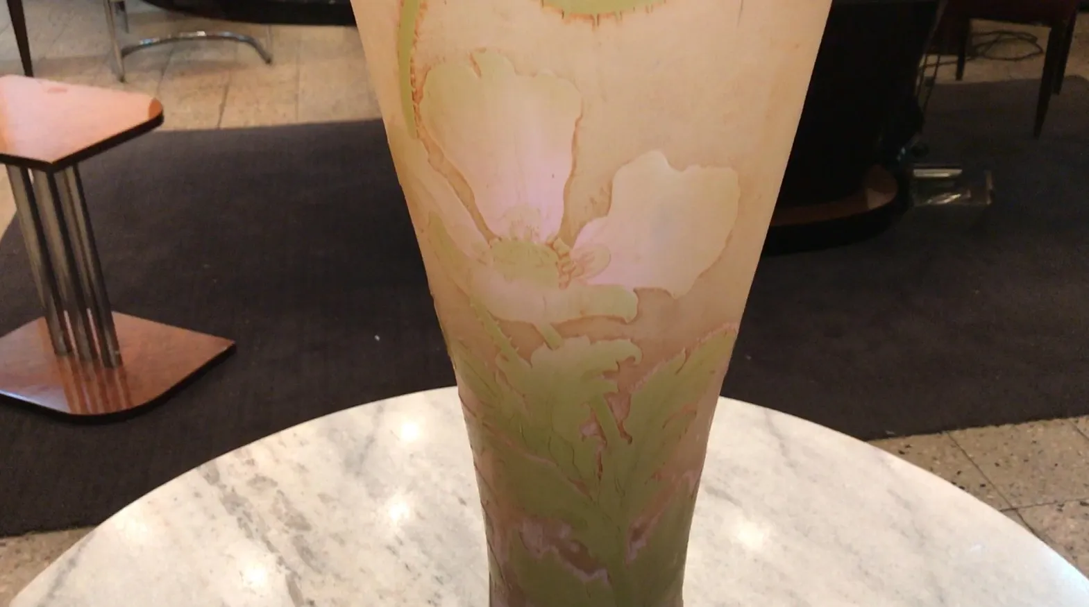 Antique Gallé vase with floral relief design, decorative