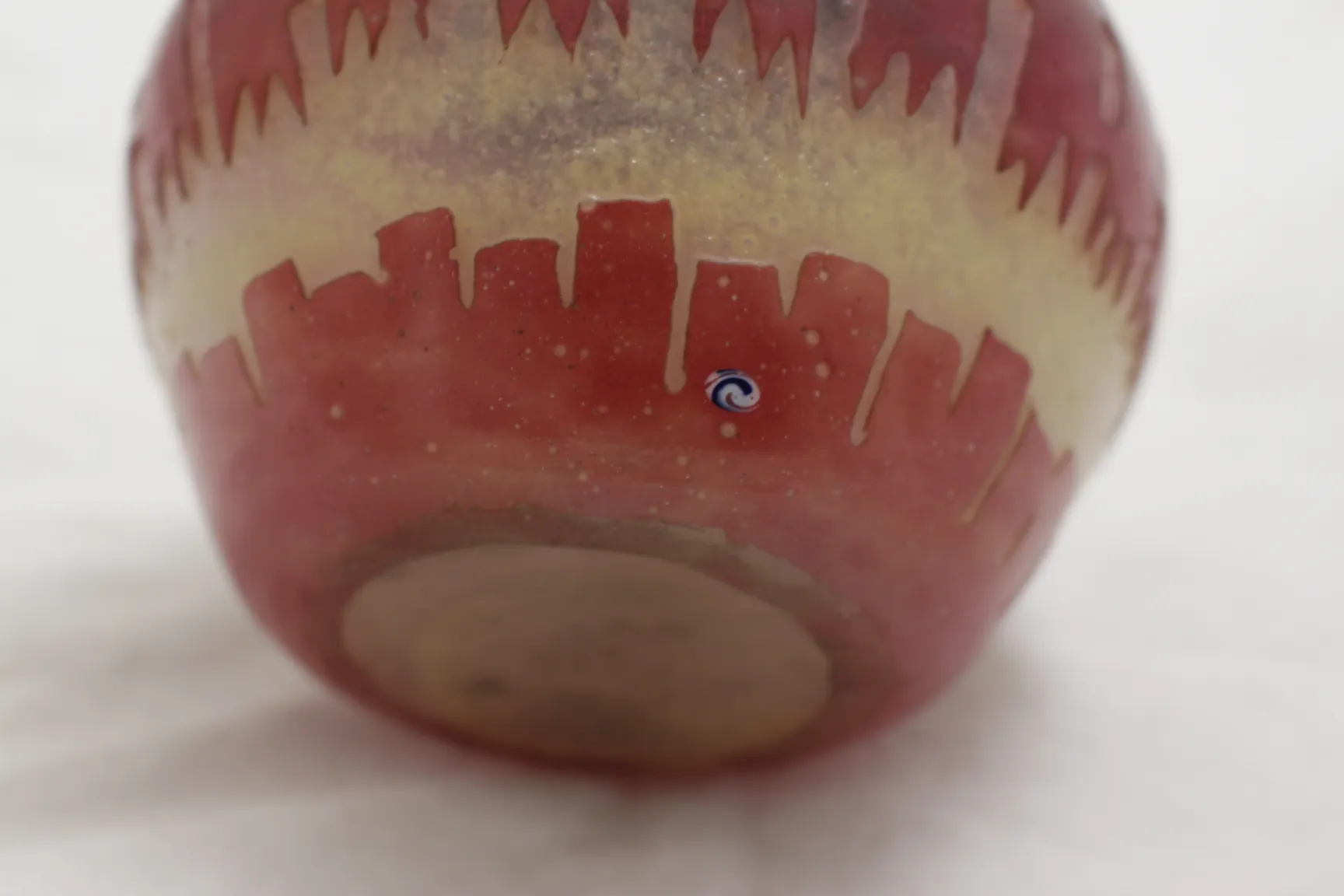 signed glass with french flag and candy design, antique