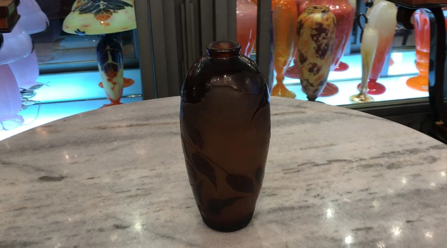 antique decorative signed glass d'argental