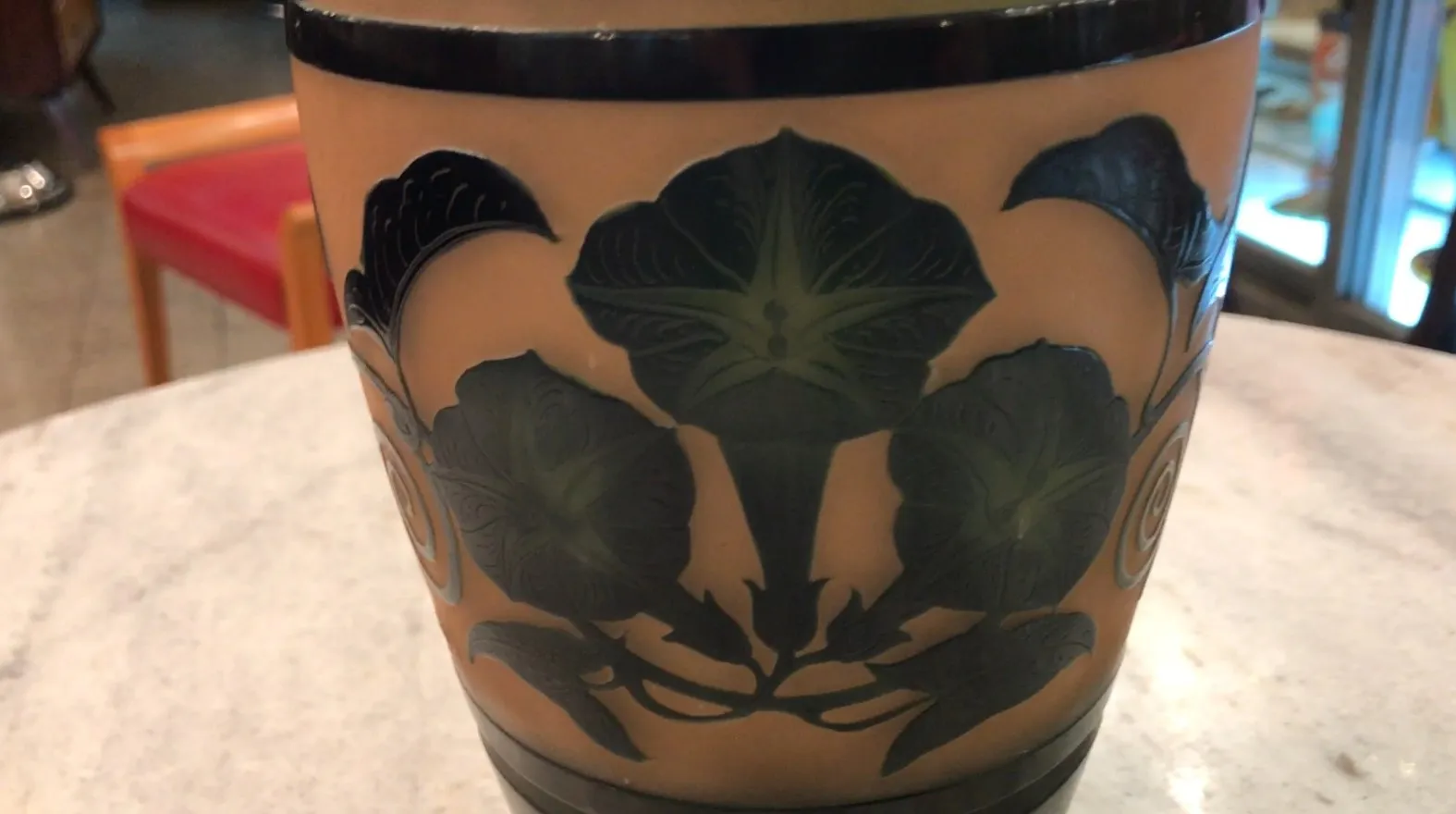 antique signed glass D'Argental with floral design