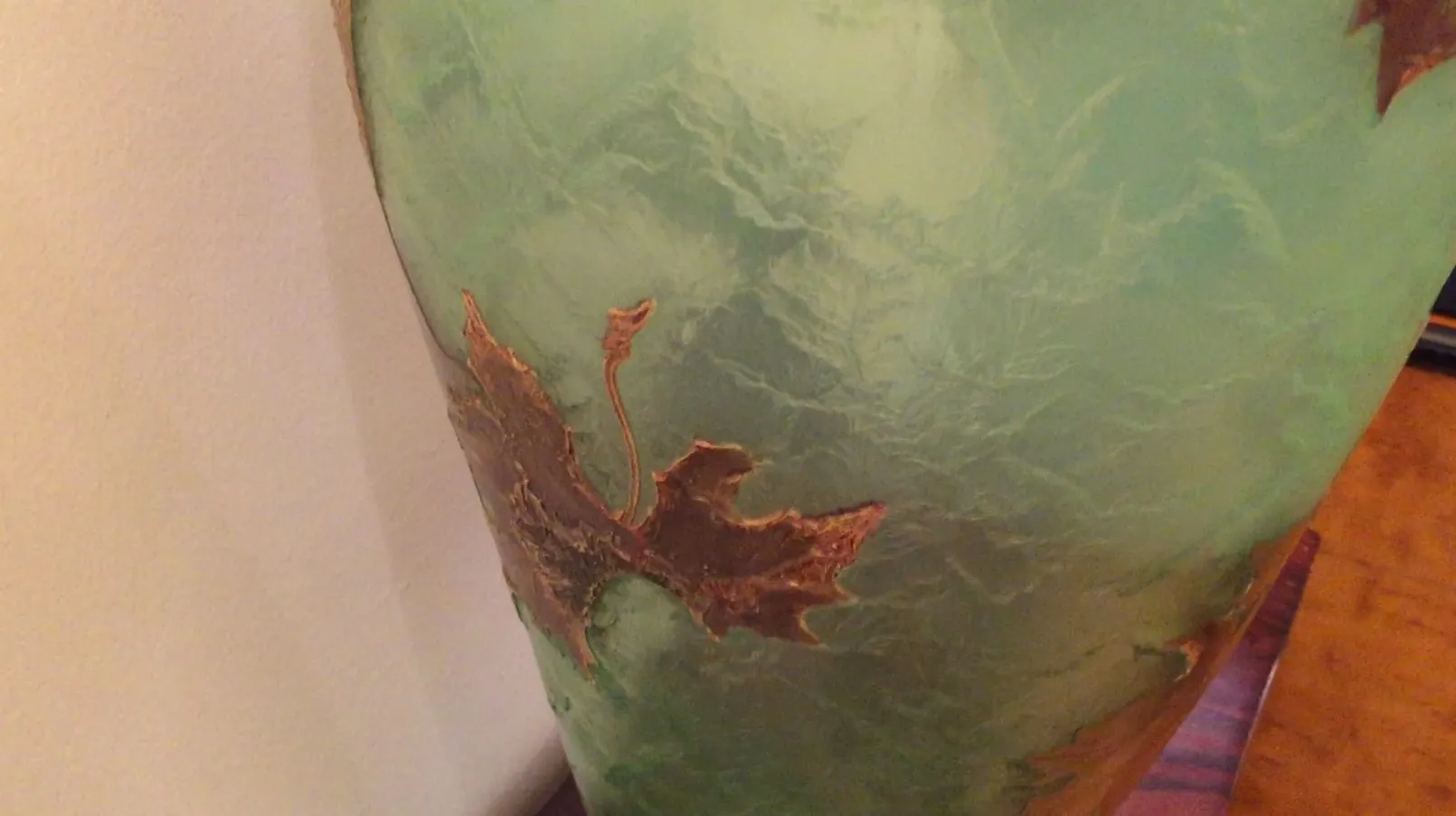 Antique signed glass LEGRAS with gold leaf design.