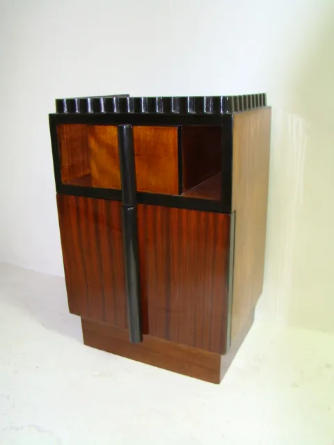 antique bedside table featuring two compartments and glossy finish