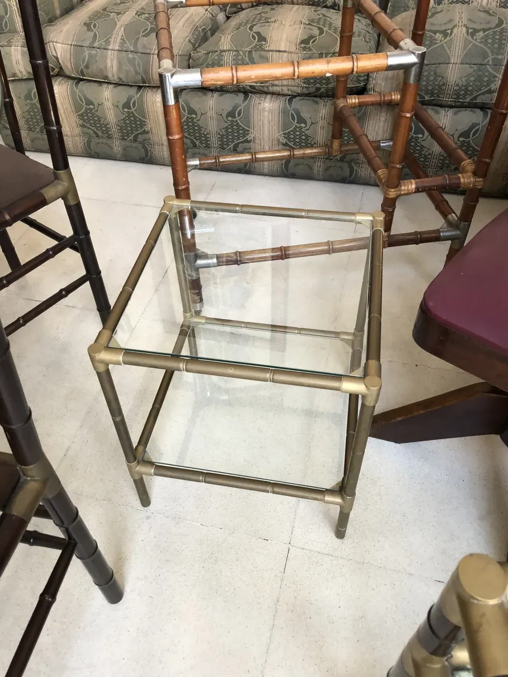 antique small table with glossy finish in cozy setting