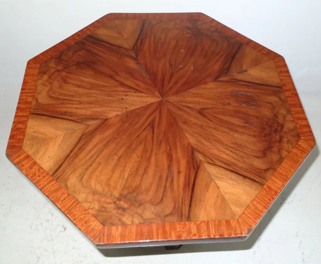 antique octagonal small table with surface design