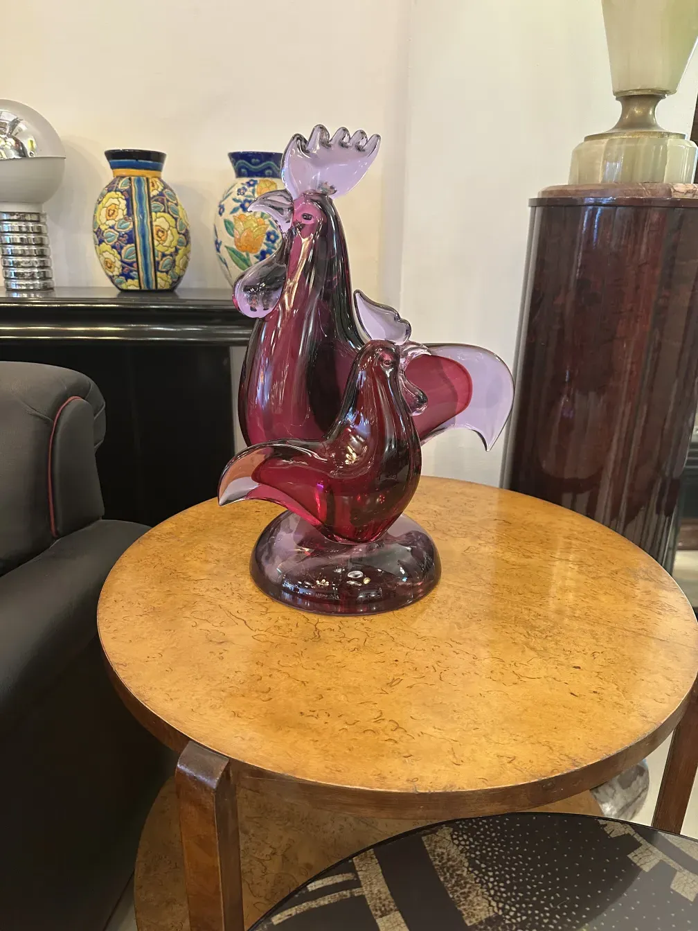 antique round table with colorful decoration