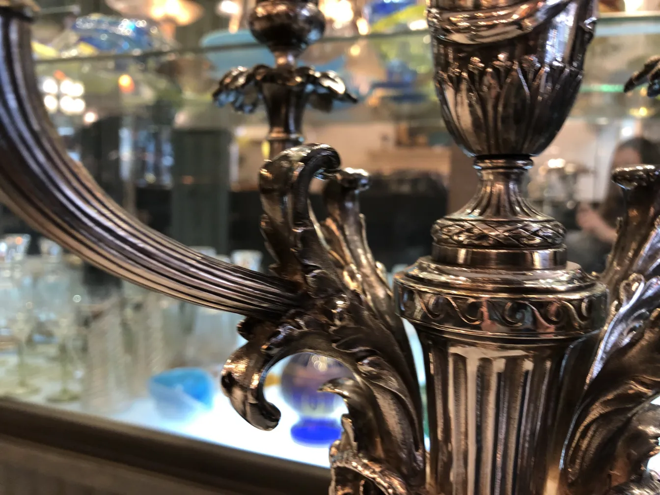 close-up of elegant antique candelabras art nouveau with intricate details