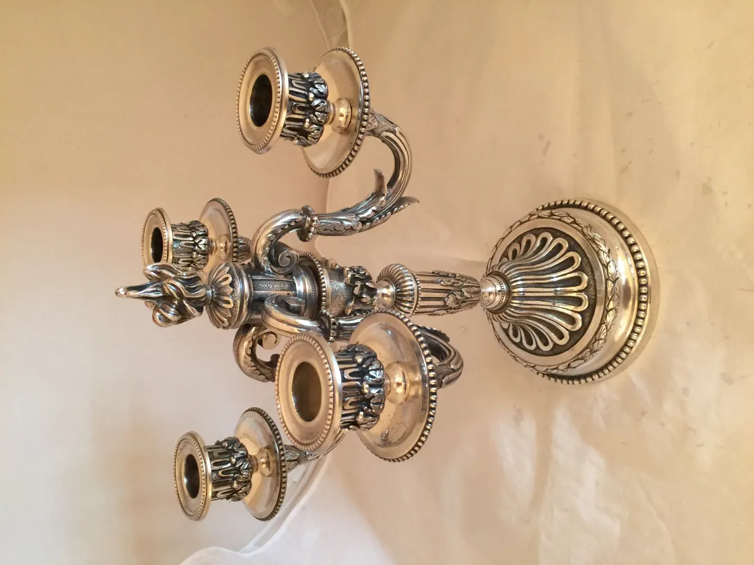 2 antique candelabras art nouveau with ornamental details