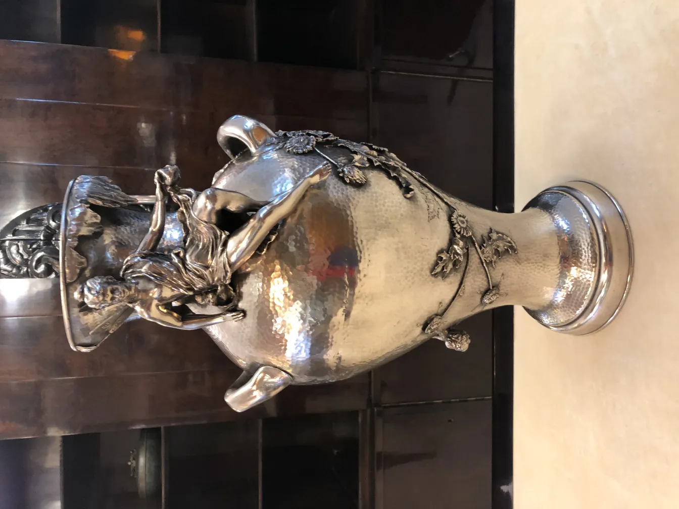 Two antique art nouveau vases with a decorative figure