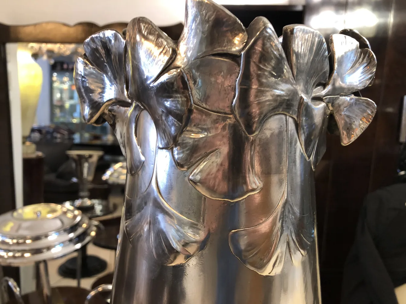 antique vase with unique shape and art nouveau details