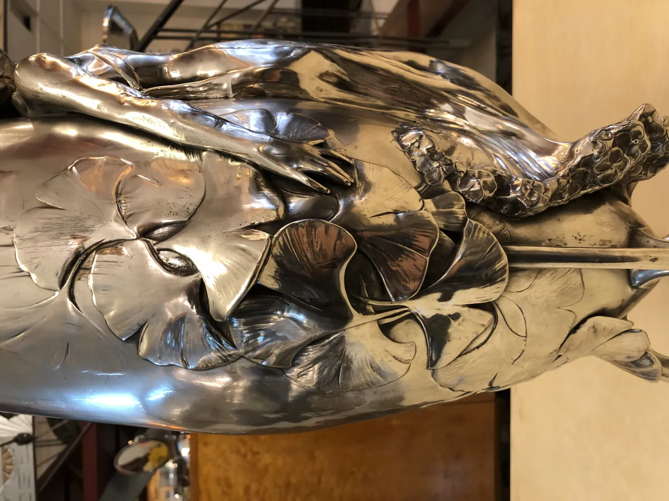 antique art nouveau vase with floral details