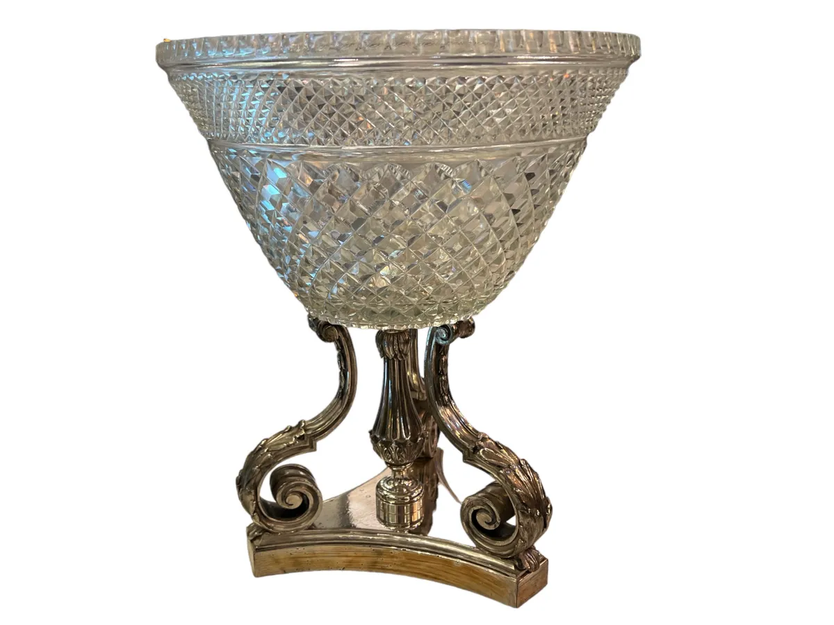 antique vase with elaborate base, round shape and art nouveau details