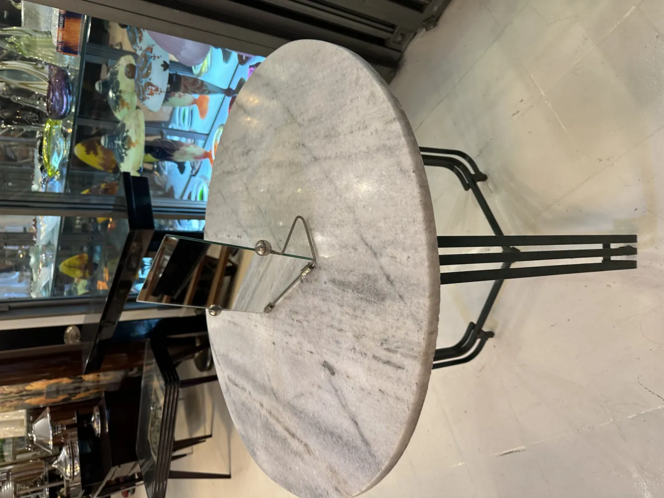 antique mirror on stylish stand with intricate details