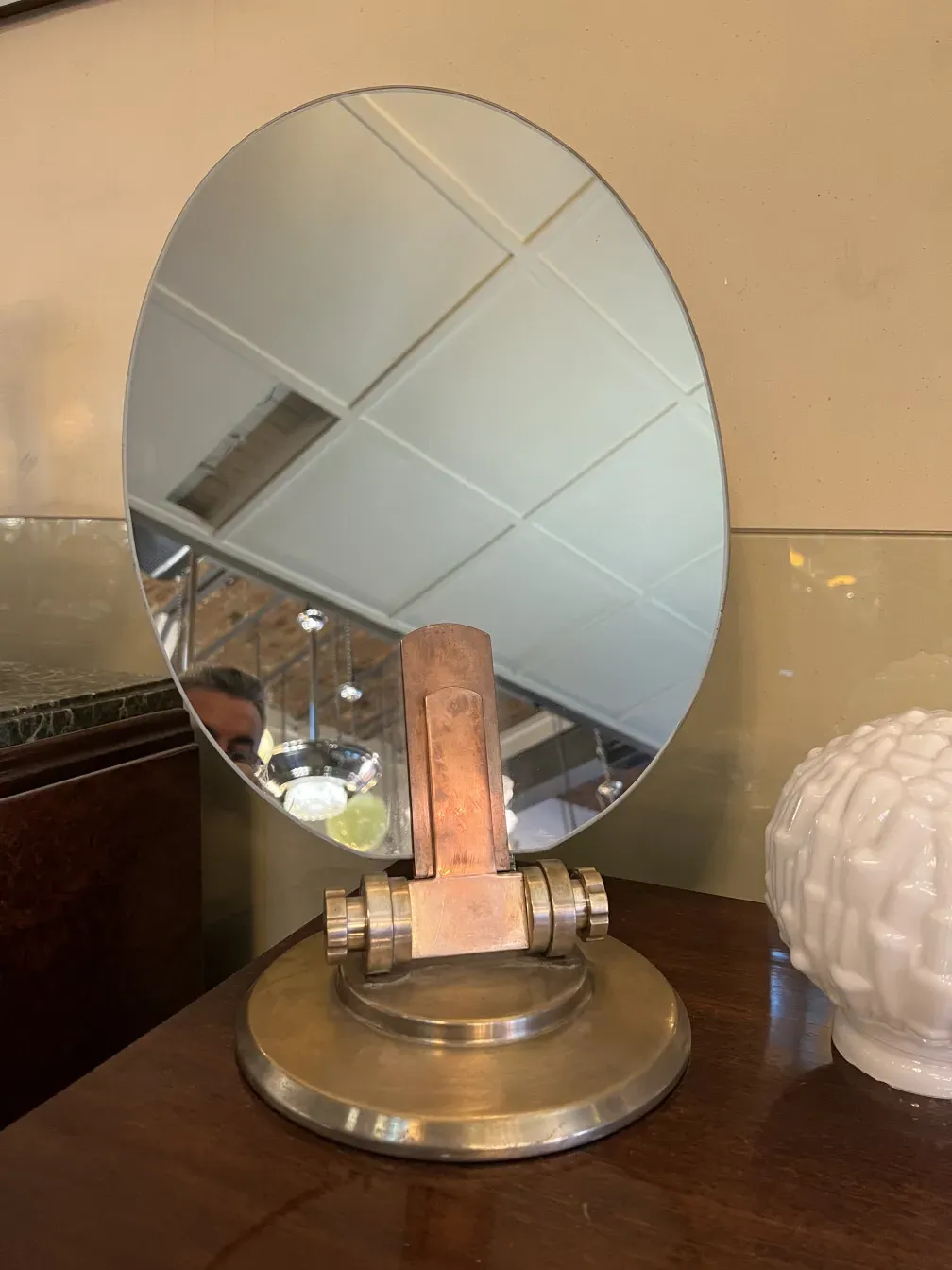antique mirror with stand, elegant decoration in classic setting