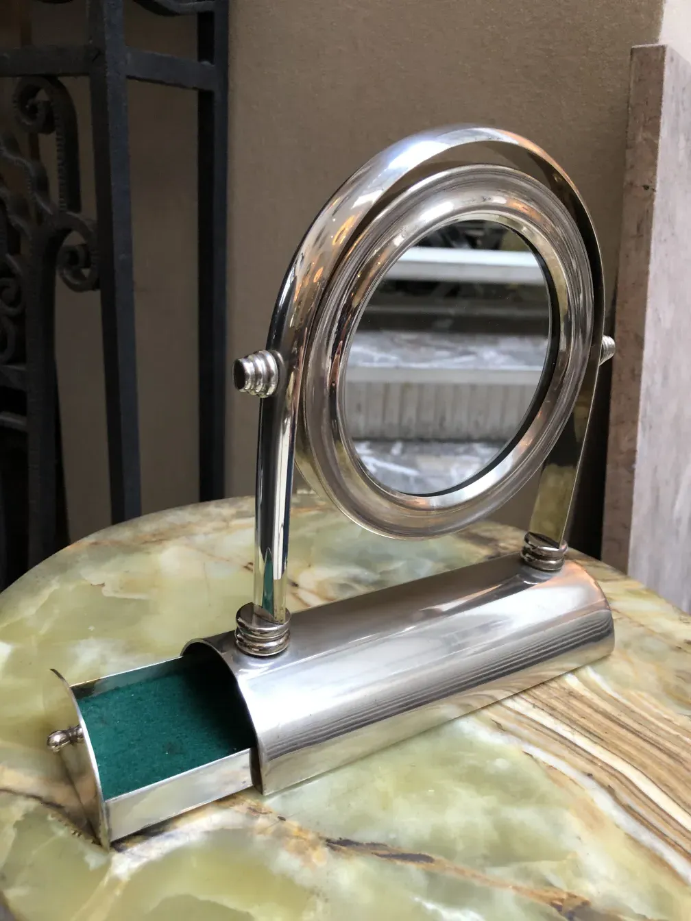 antique mirror with art nouveau design and unique details