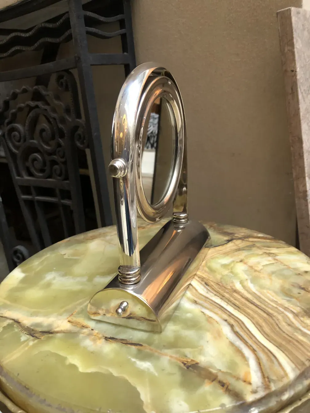 antique mirror with base in an elegant environment