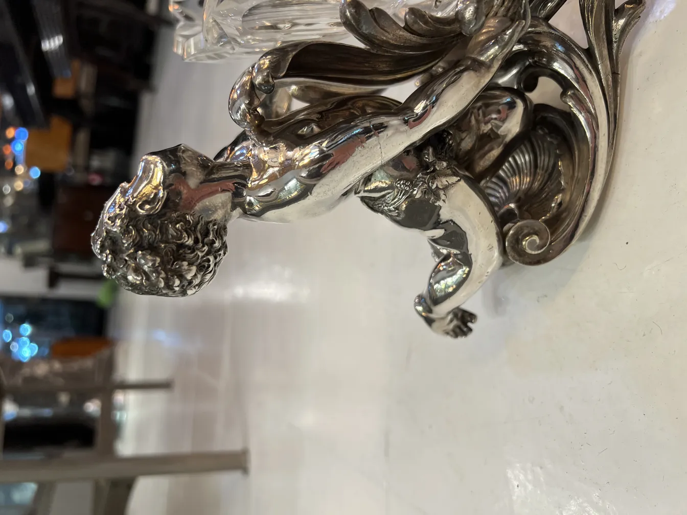 antique Christofle centerpiece with decorative figure