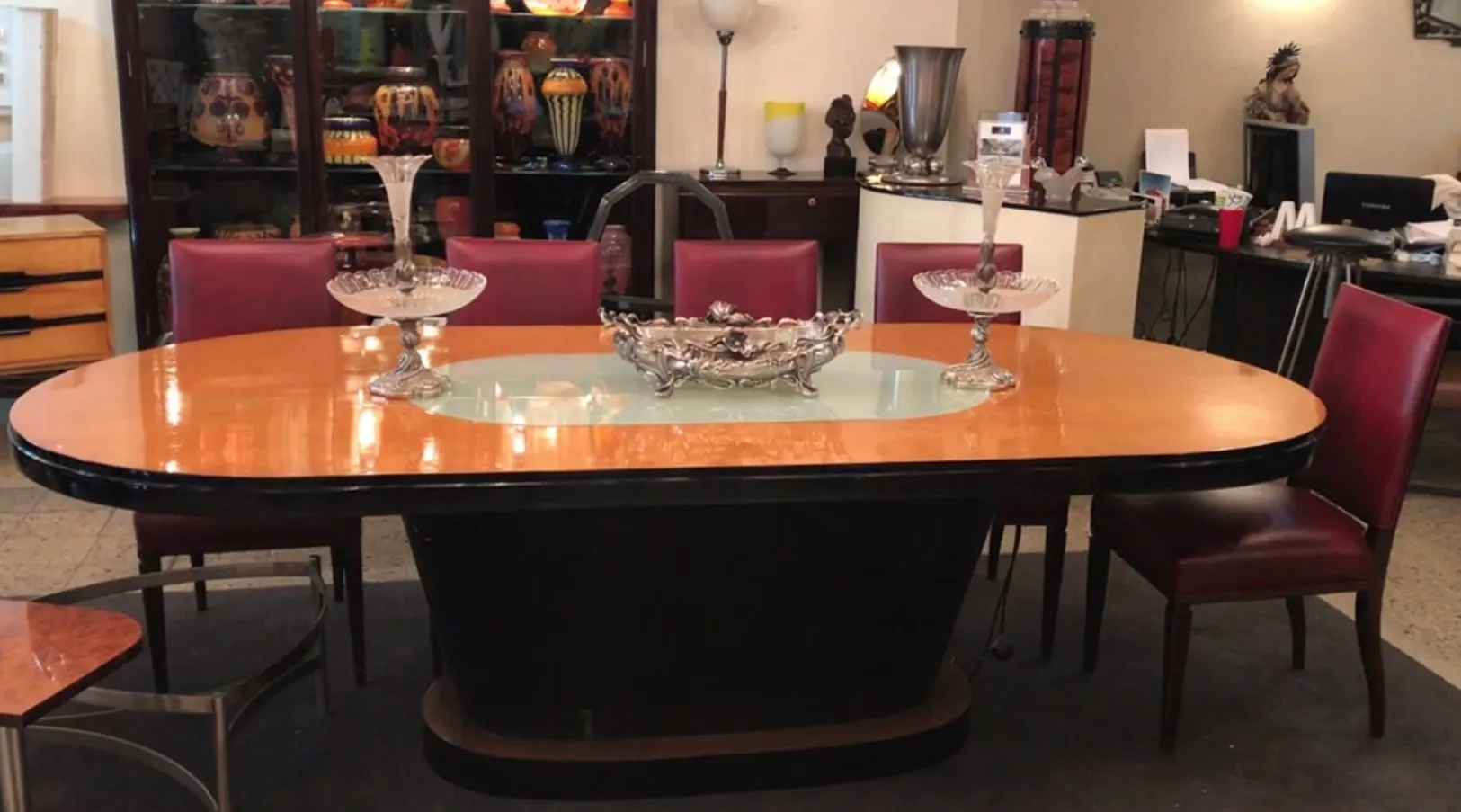 antique decorative centerpiece on a table in a cozy setting