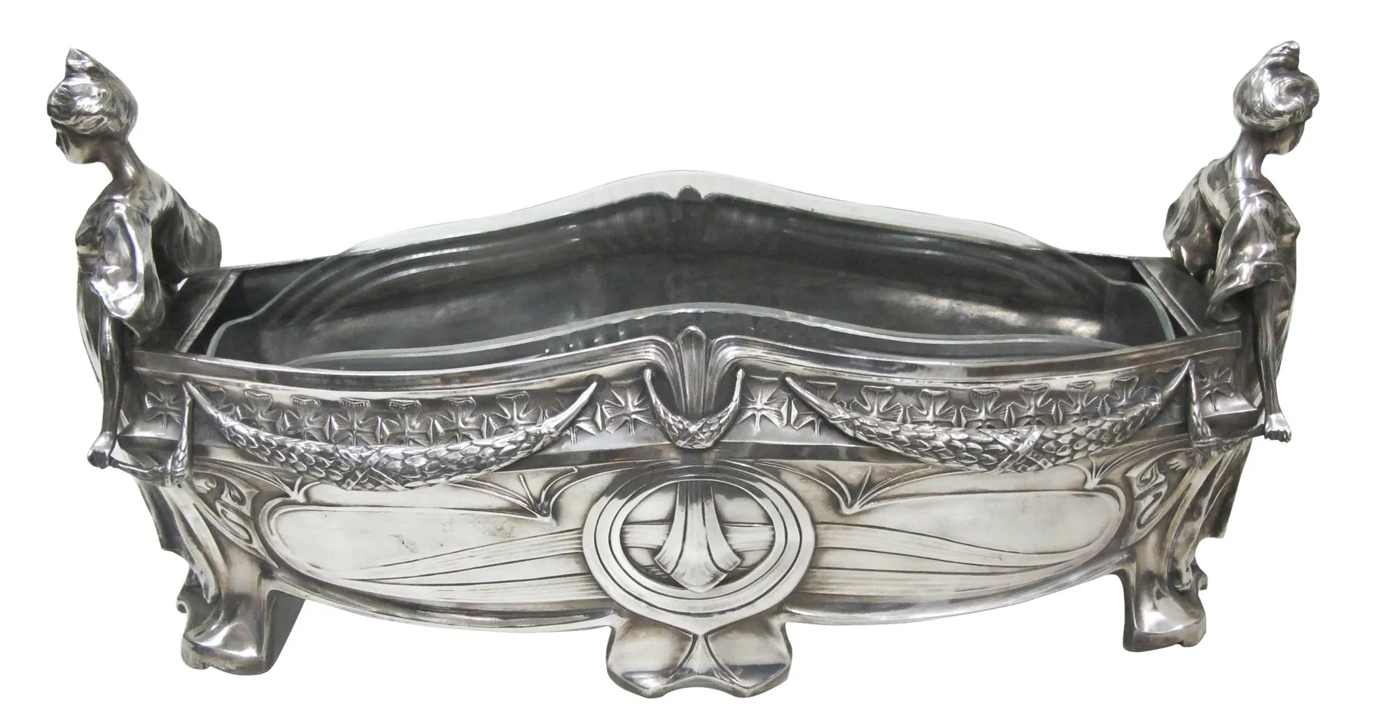 wmf centerpiece with decorative figures on the sides