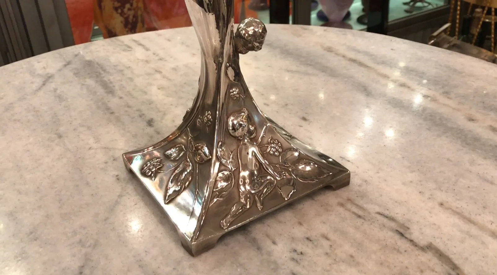 antique WMF centerpiece with floral details