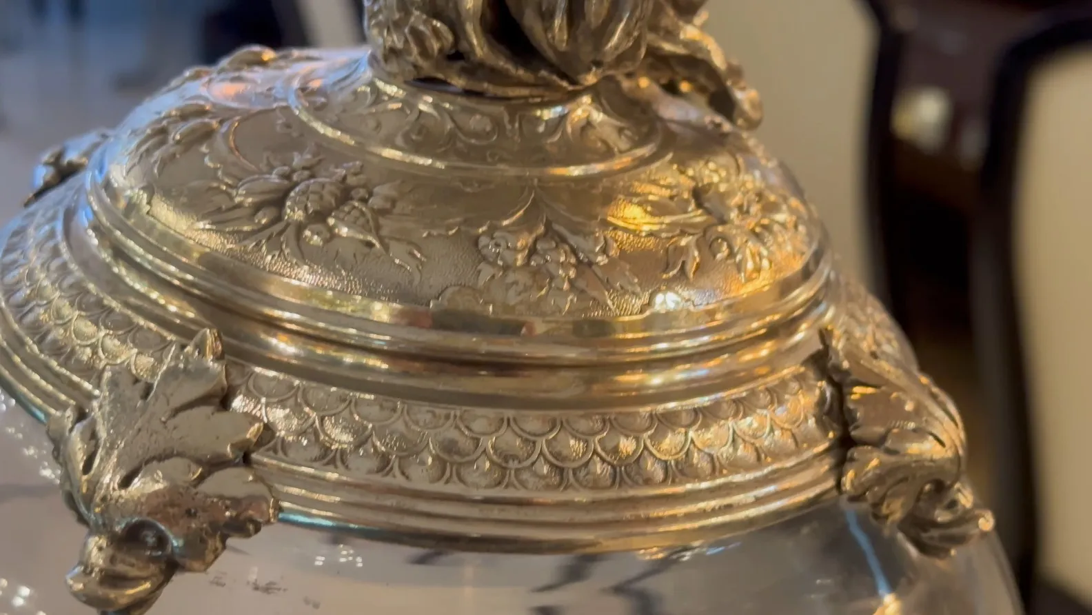 Antique WMF centerpiece with beautiful floral designs and decorative details. Perfect for table decoration.