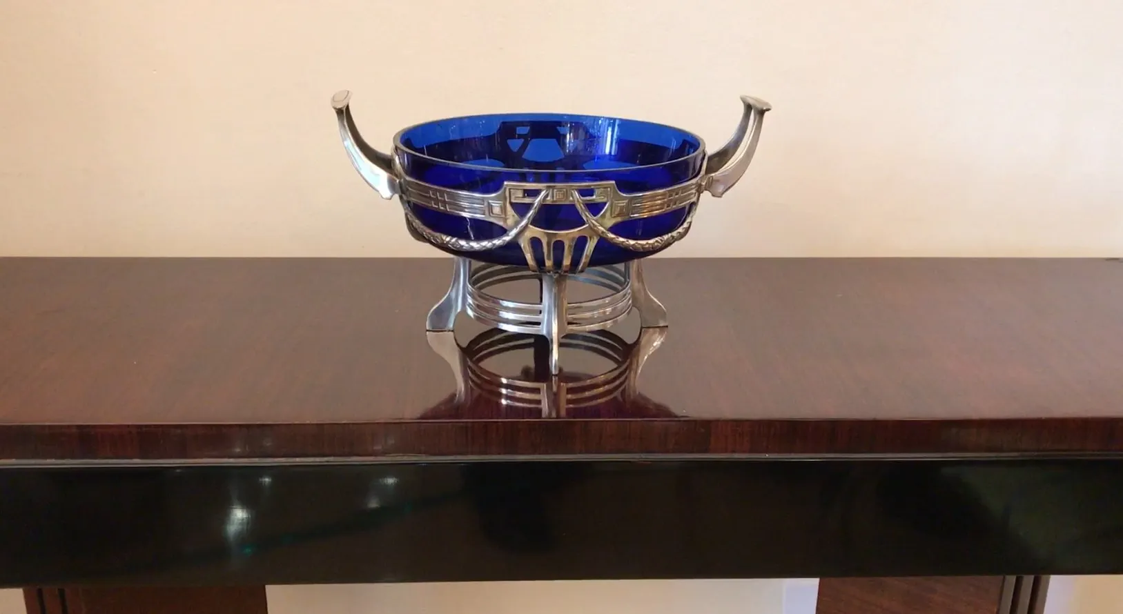 antique WMF centerpiece with elegant blue design