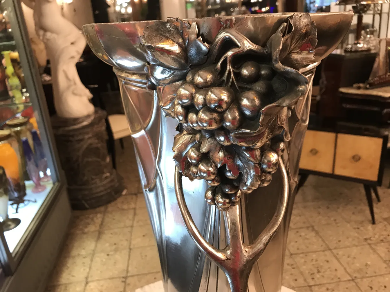 2 antique champagne coolers with grape decoration