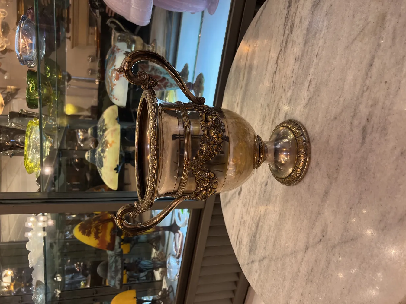 two antique champagne coolers WMF with decorative details in an elegant setting