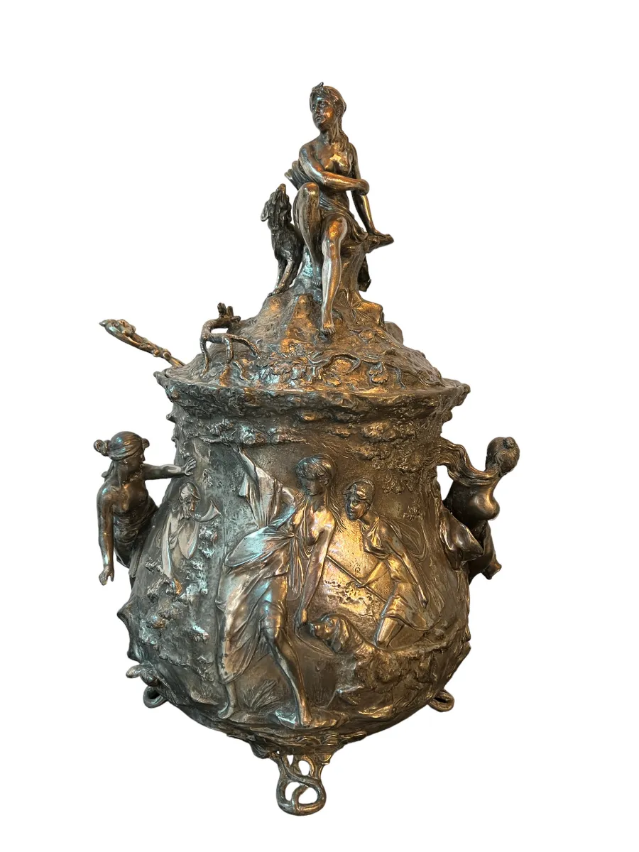 WMF punch bowl with figures, antique design and decorations