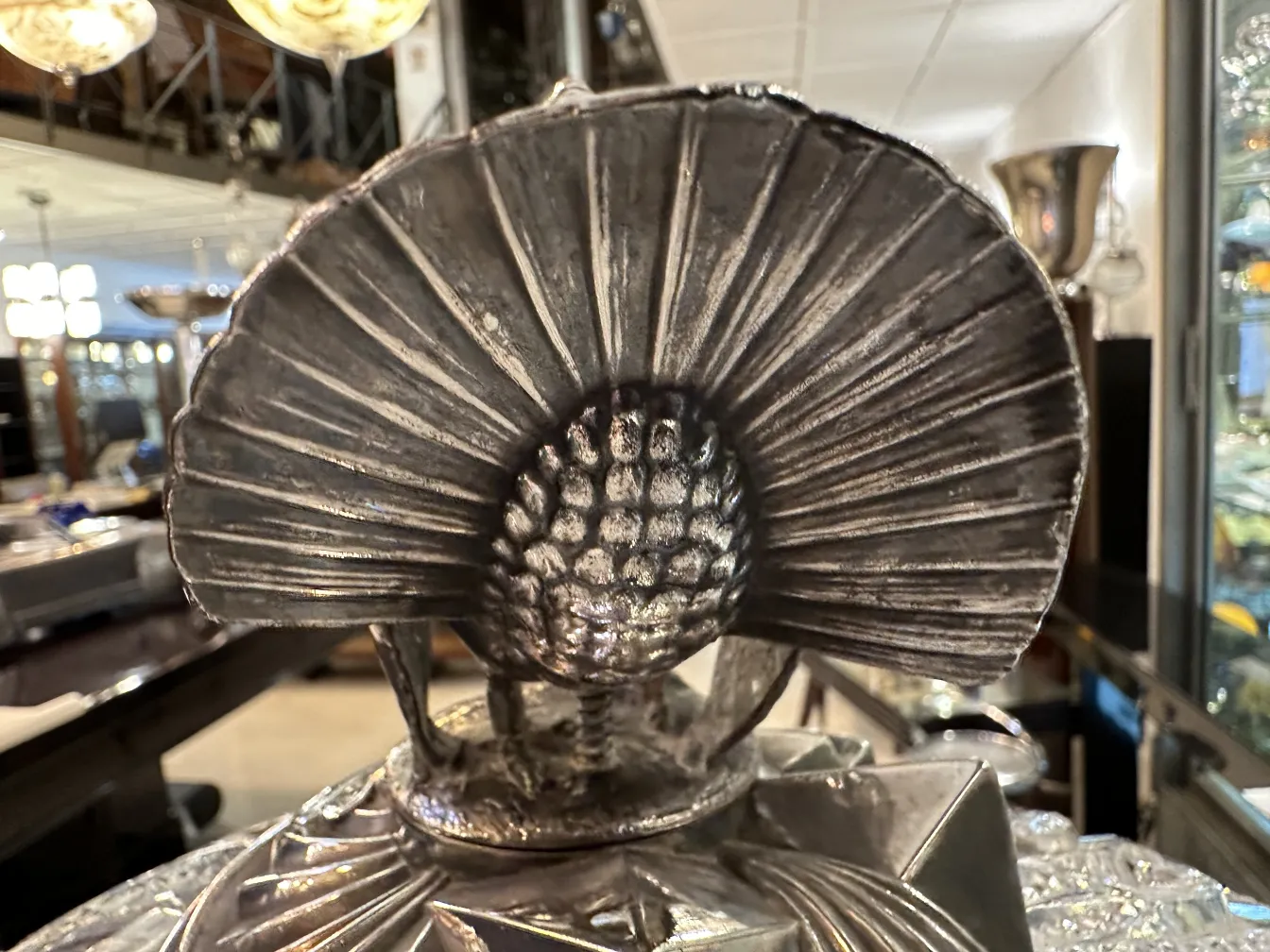 Antique WMF punch bowl featuring a special design, elegant and detailed in an antique setting.