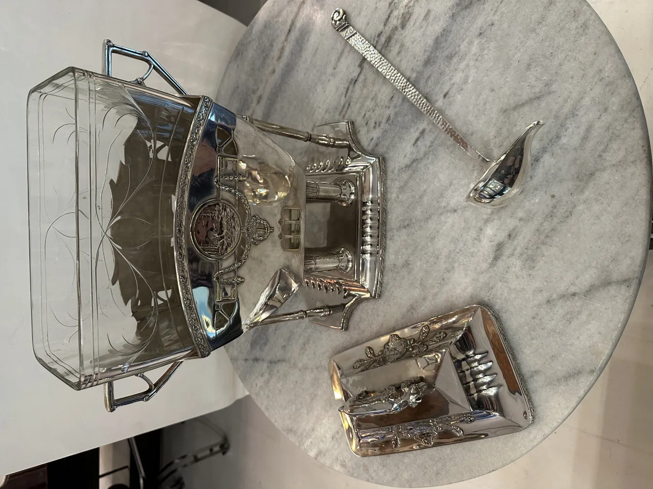 antique WMF punch bowl with decorative design on table