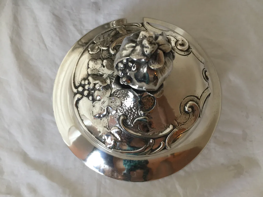 Antique WMF punch bowl with lid and decorative details