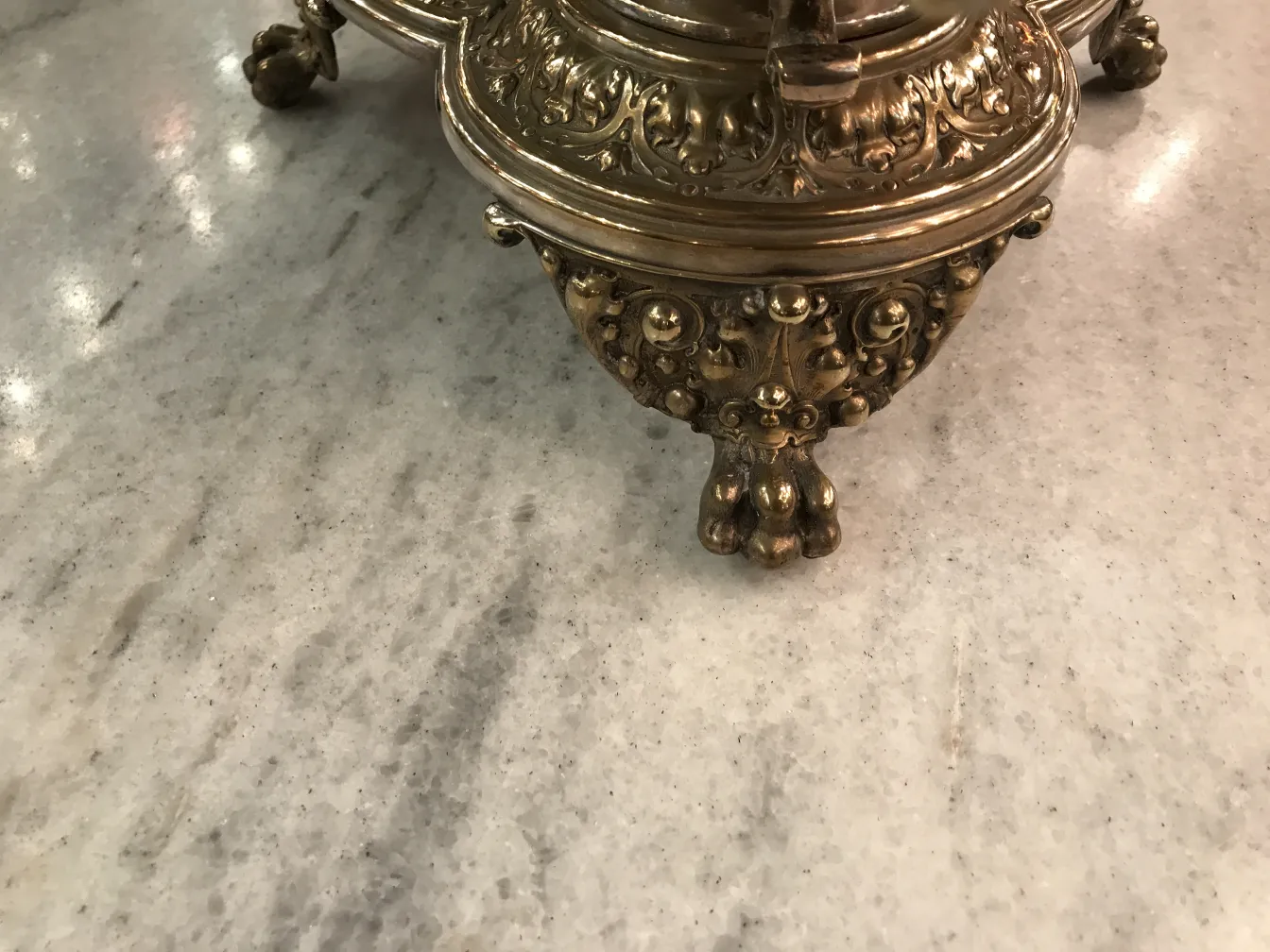 antique WMF punch bowl with decorative base and ornate legs