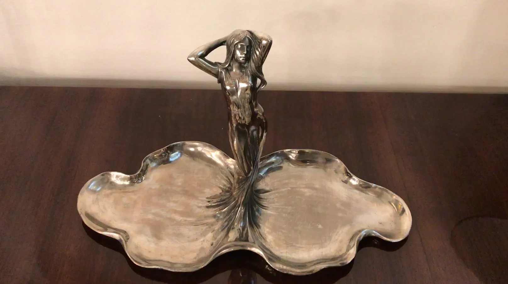 card tray featuring a female figure, antique style