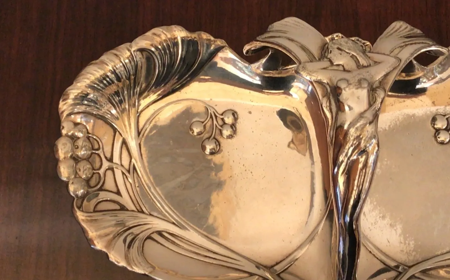 antique WMF card tray with decorative elements