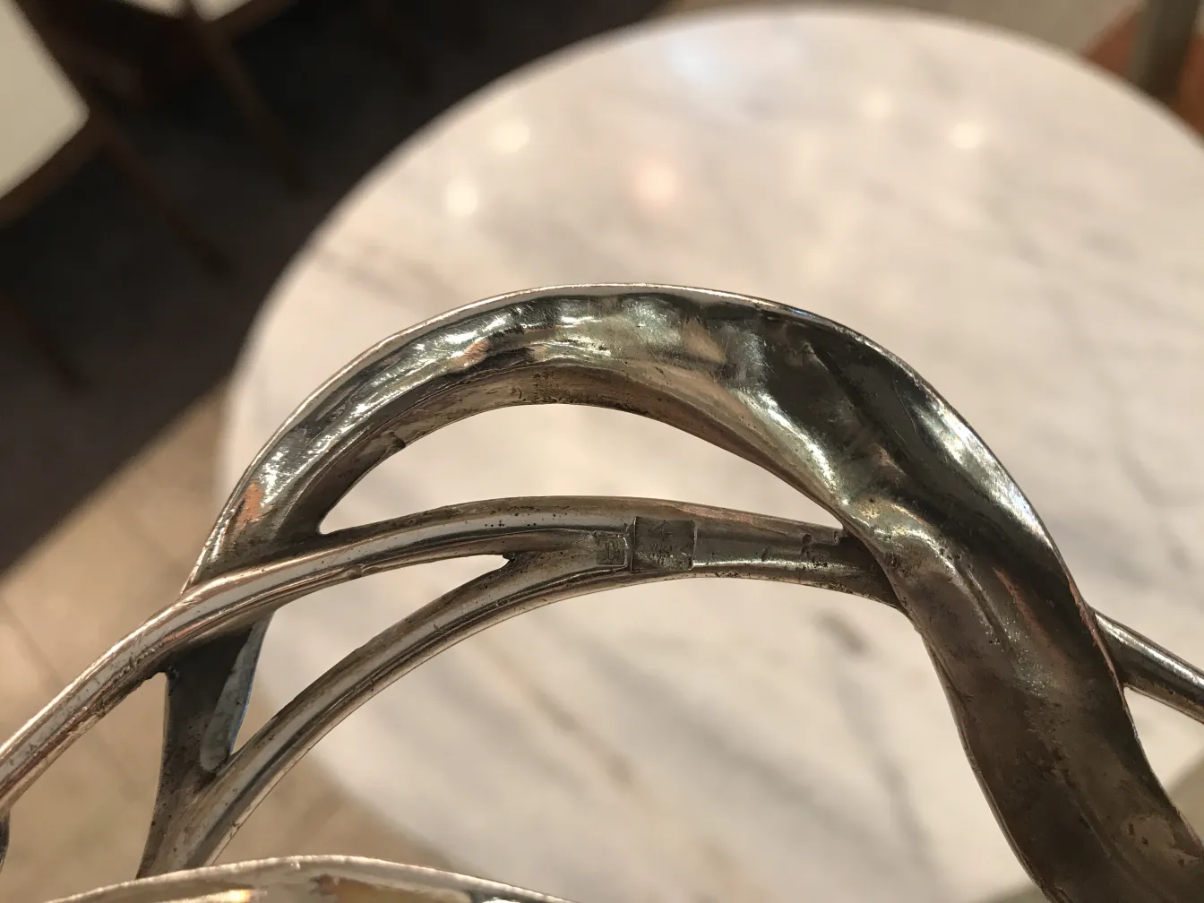 antique card tray with a curved and elegant design.