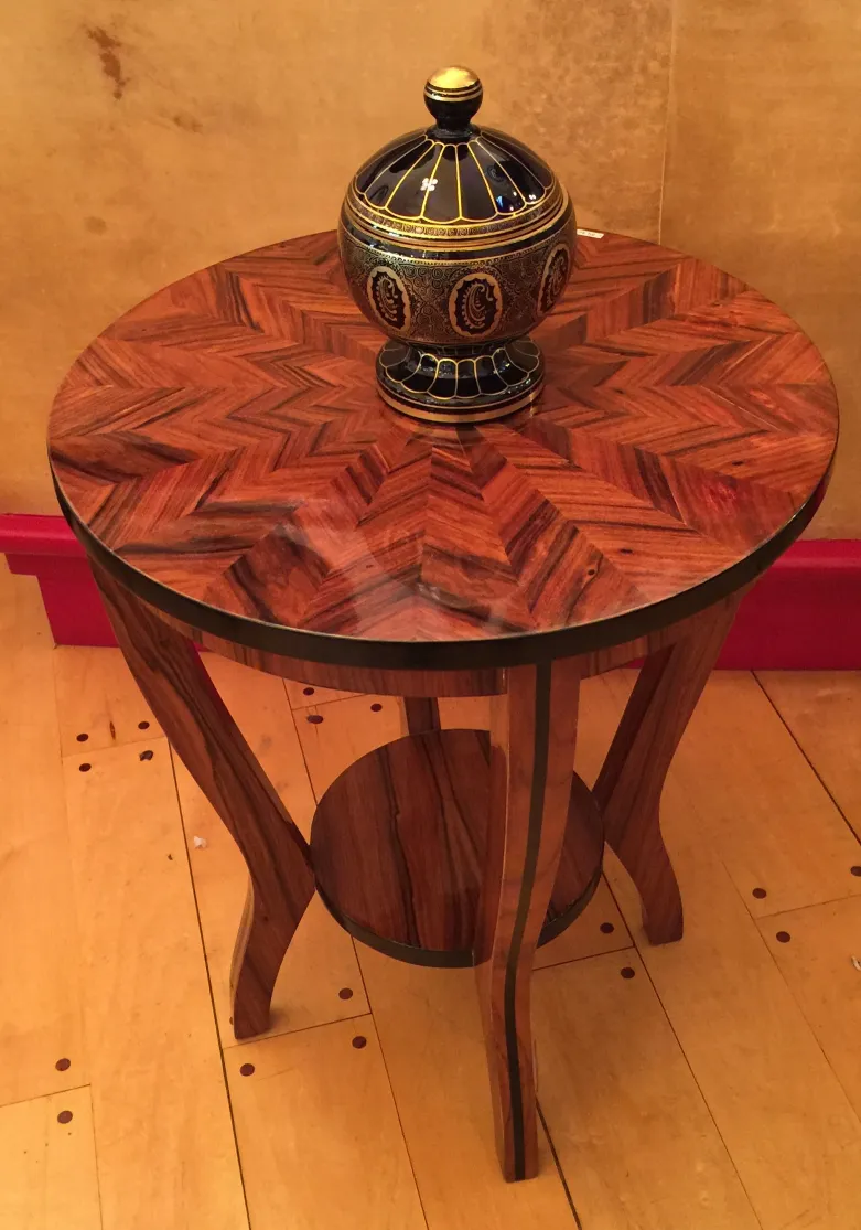 antique candy box with decorative design on table