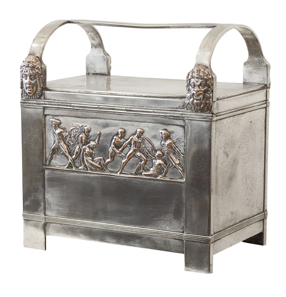 Two antique jewelers with decorative reliefs and handles