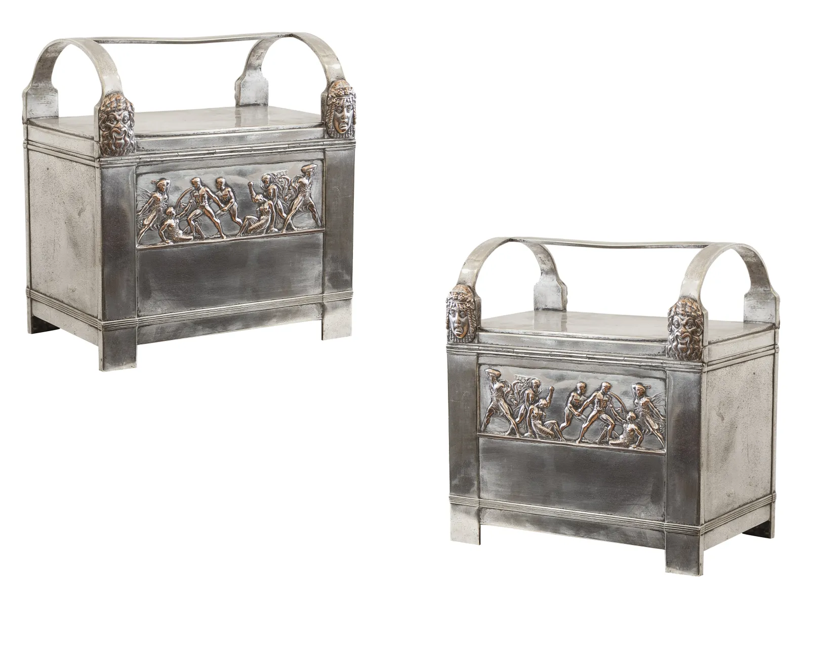 Antique jewelers with carved figures and elaborate decoration